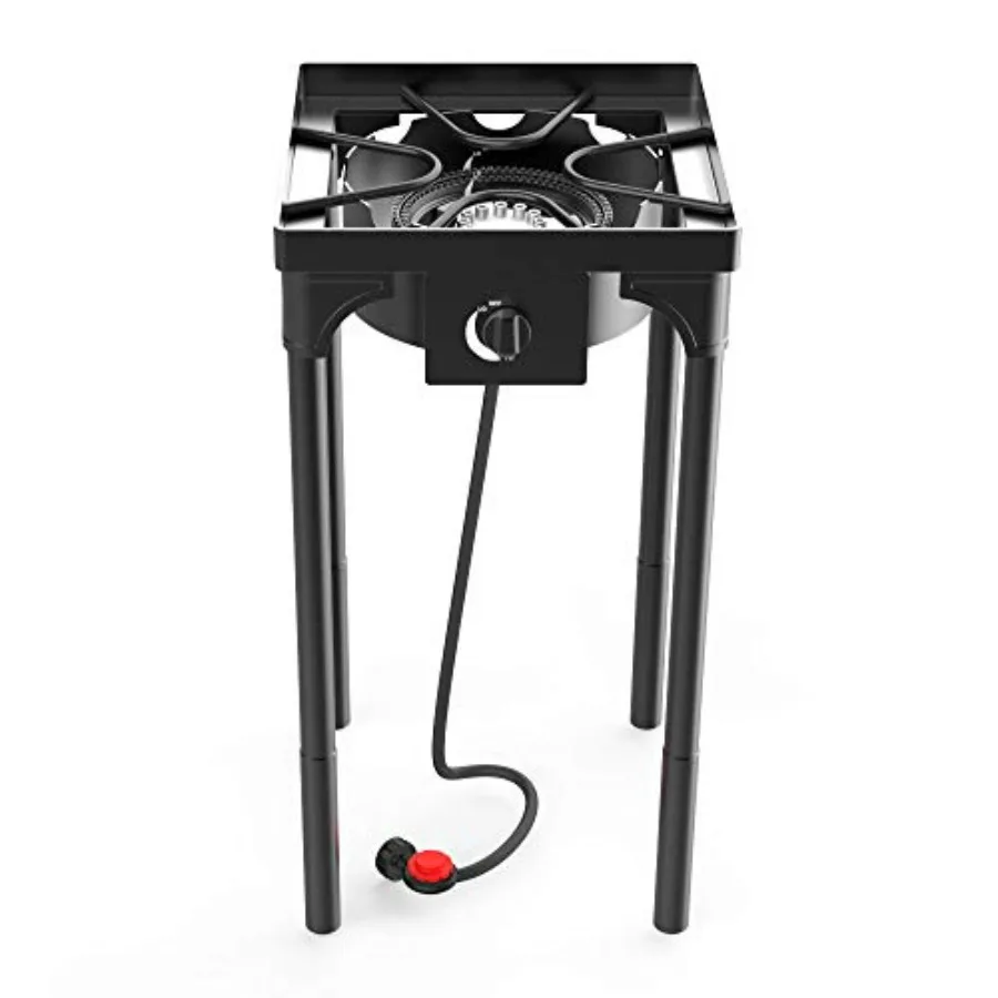 

Outdoor Indoor Portable Propane Stove, Stainless Steel, Black, Detachable Legs Premium Gas Hose for Backyard Kitchen, Camping,