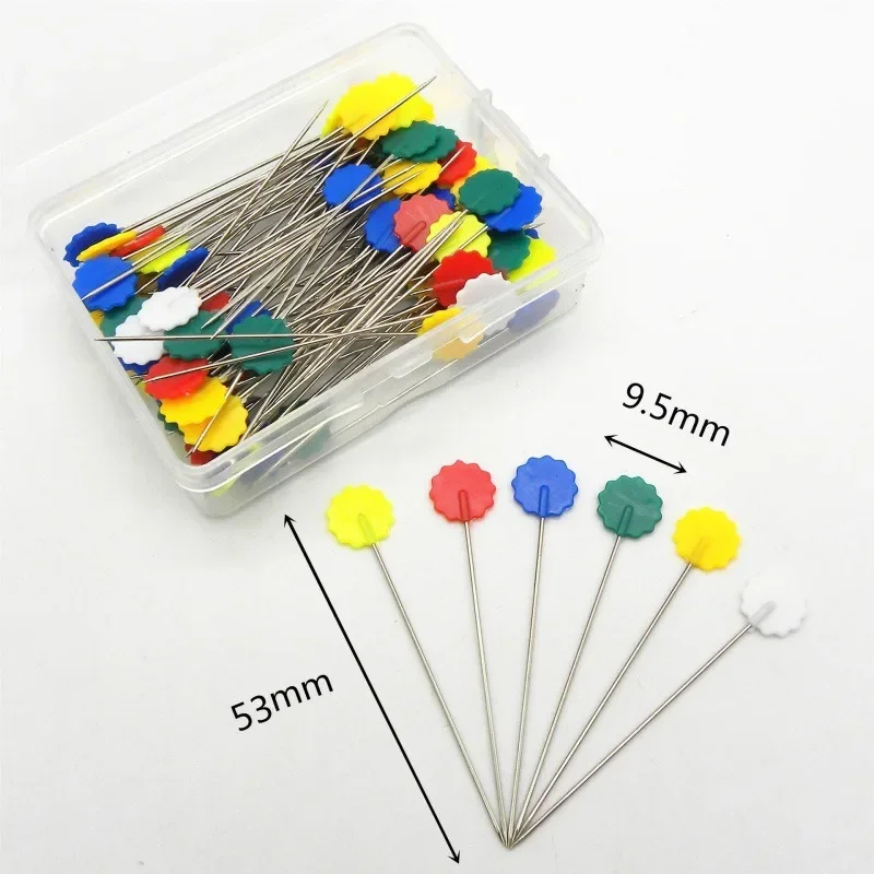 50/100/200Pcs Flat Head Straight Pins Decorative Flower Head Sewing Needle Patchwork Quilting Pins for Dressmaking DIY Crafts