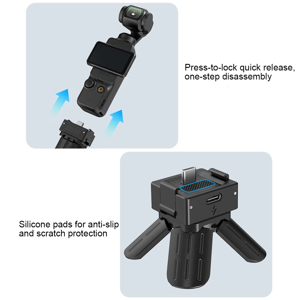 

Mini Desktop Tripod for DJI Pocket 3 Camera Stabilizer Gimbal Tripod with Type-C Full-function Charging Port Stabilizer Stand