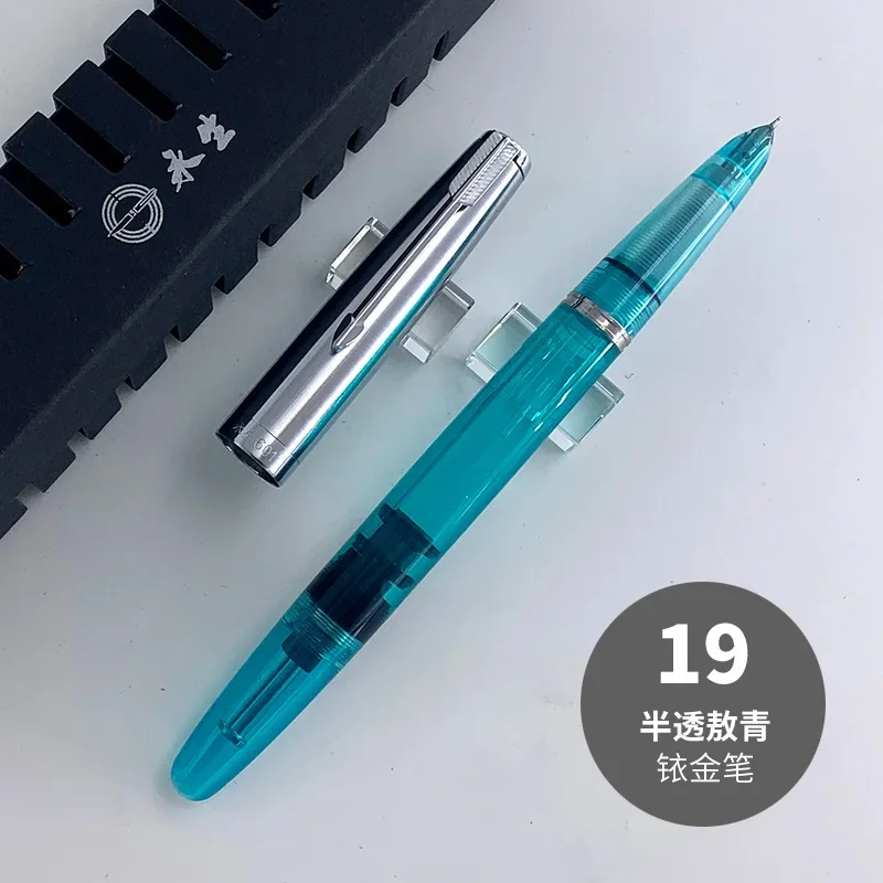Wingsung 601 Press Piston Fountain Pen Iridium EF/F Nib Steel Cap Vacumatic Resin Ink Pen School Stationery Office Supplies