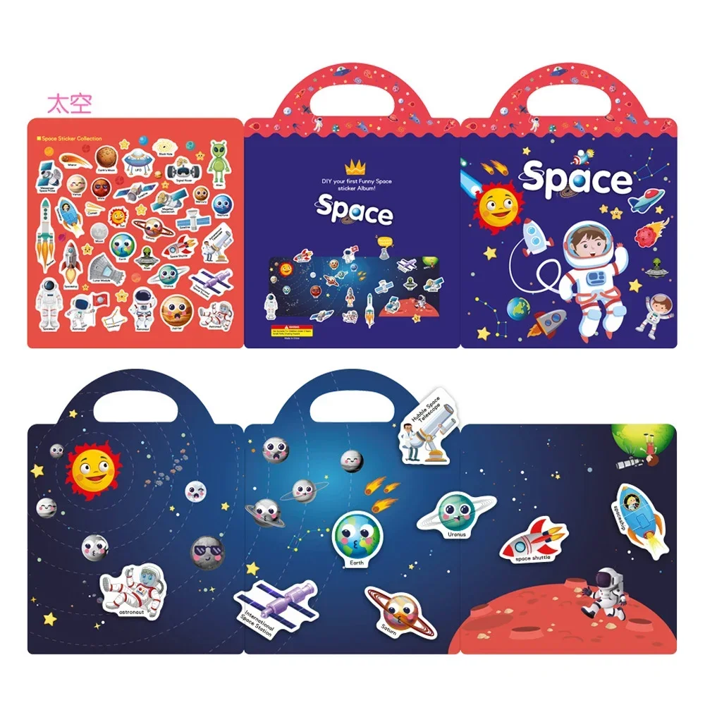 Herbruikbaar Stickerboek Cartoon Diy Puzzel Educatieve Cognitie Leren Speelgoed Schattige Dieren Stickers Voor Kinderen Van 2-4 Jaar Cadeau