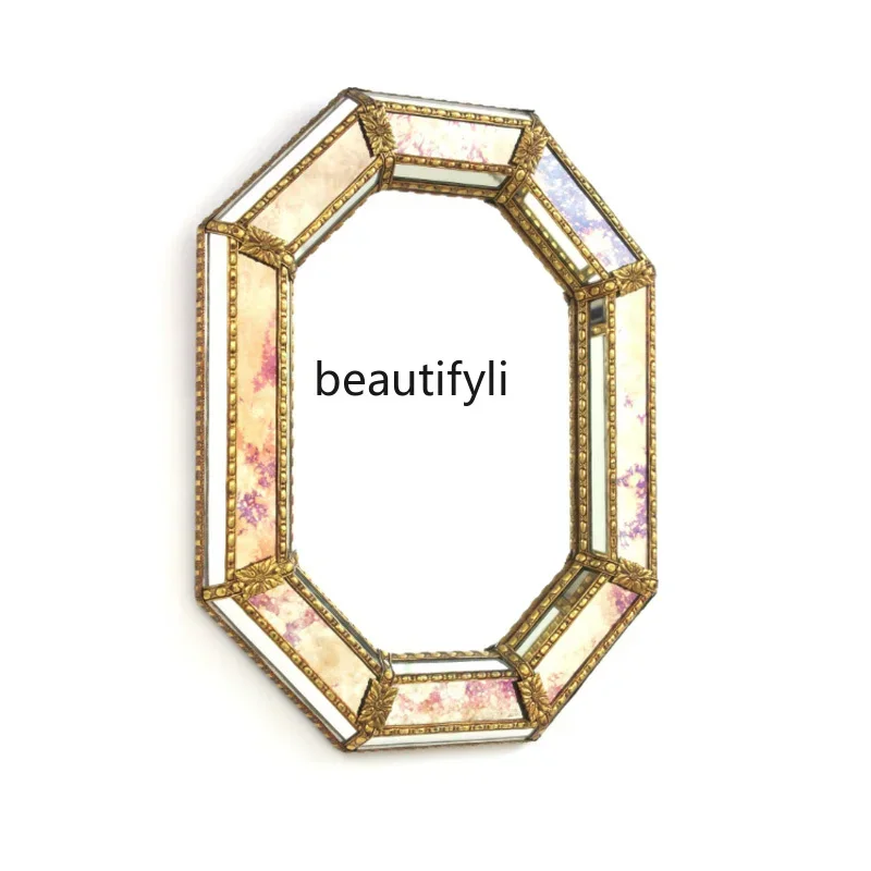 

53 Wall French gold court decorative relief mirror special-shaped retro makeup mirror