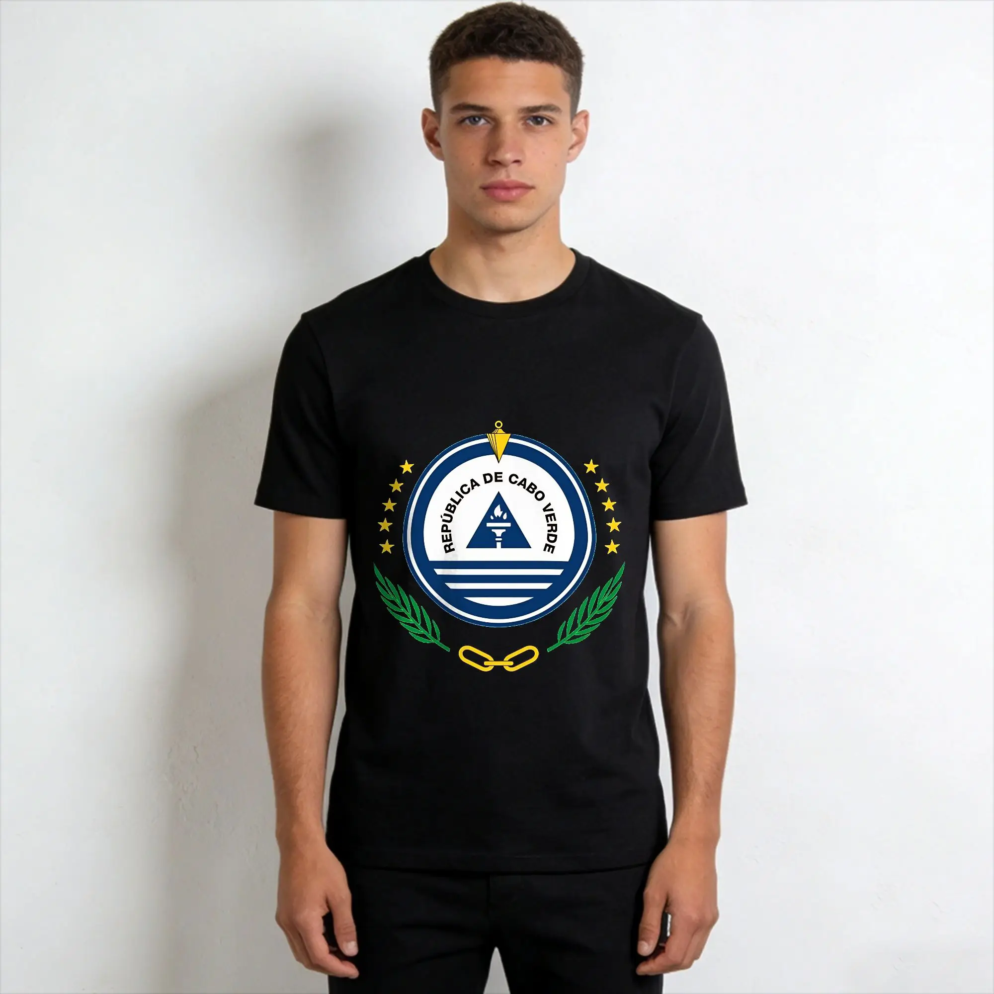Funny Cape Verde Flag  T-Shirts for Men O Neck Pure Cotton T Shirts  Short Sleeve Tees Gift Idea Tops