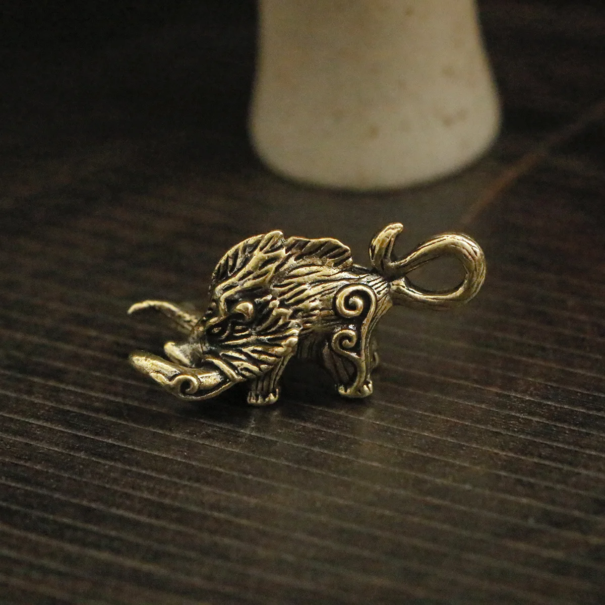 1/2Pcs Brass Vintage Wild Boar Ornament Creative Zodiac Pig Ornament