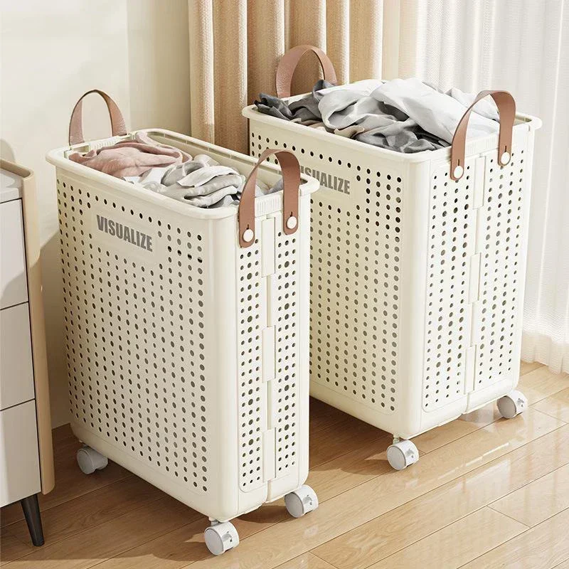 

Folding Dirty Clothes Basket Household Bathroom Laundry Basket Storage Large Capacity Dirty Clothes Storage Basket with Wheels