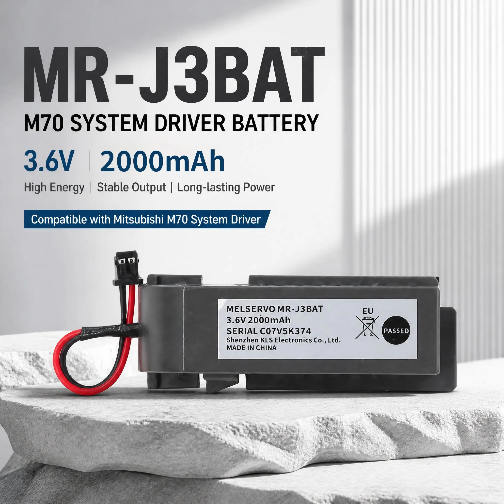 

BR-J3BAT 6V 2700mAh Lithium Battery for Mitsubishi MR-J3 Servo Drive Amplifier CNC Machine PLC Industrial Backup Battery