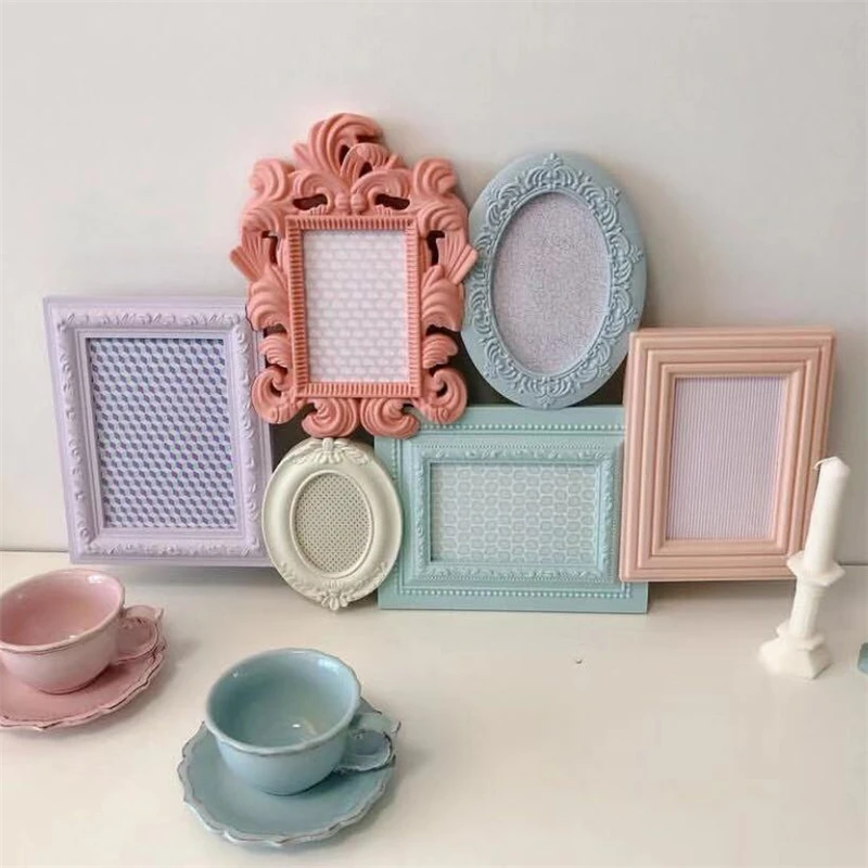 Retro plastic color splicing photo wall without punching, Nordic wall decoration photo frame background decoration photo frame