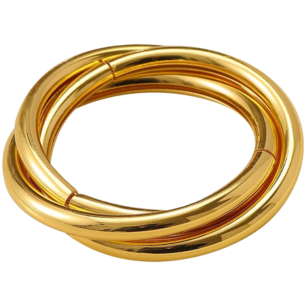 12pcs Gold Metal Napkin Rings Three Ring Design For Western Style Table Setting Dinnerware Party Decoration Kitchen Accessories