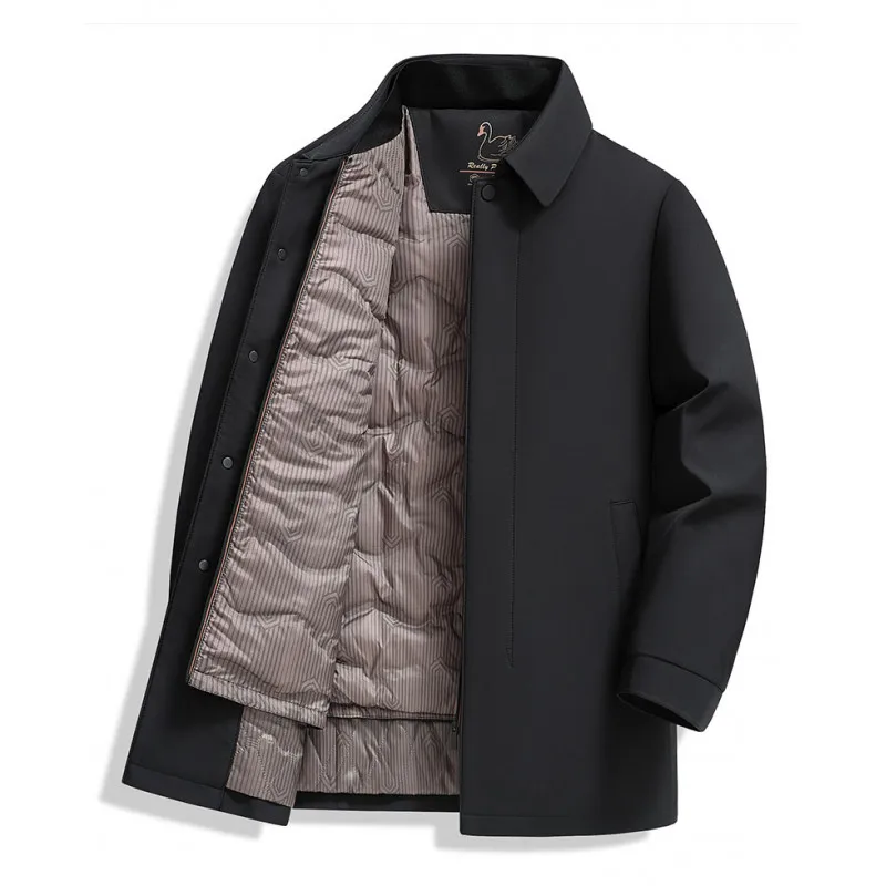 2026 autumn and winter mid to long length men's down jacket men lapel windbreaker jacket warm top middle-aged clothing