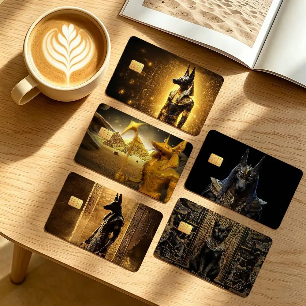 Anubis Mysterious and Ancient Credit Card Public Transportation Cards Protective Sticker Waterproof Card Face Decoration 4PCS