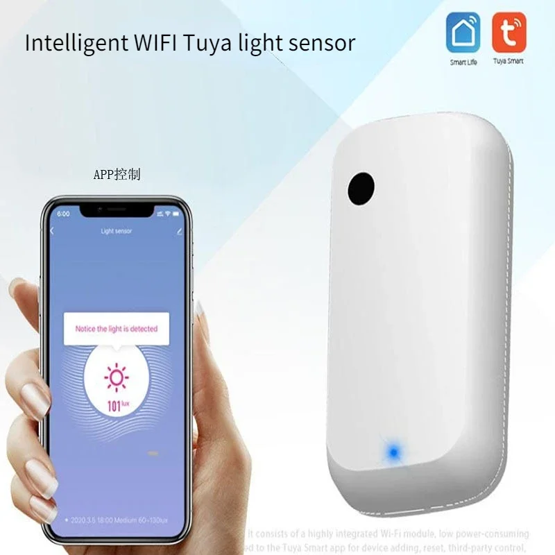 Sensor de luz inteligente con conexión smartlife, detector de humo con conexión WiFi, Tuya, Doodle