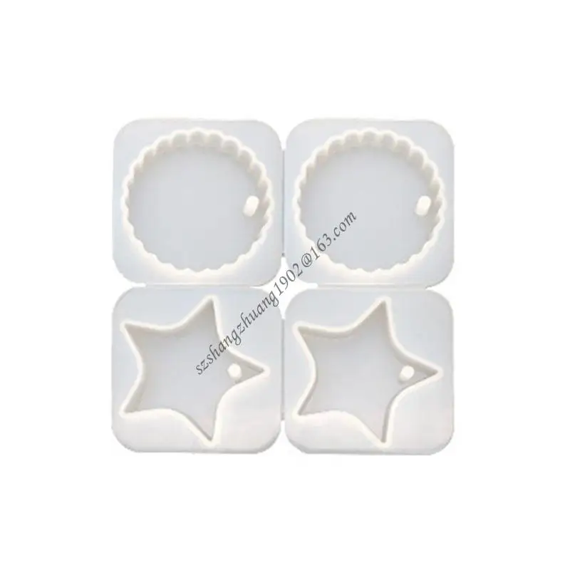 Q6RB 4 piezas resina moldes joyas resina molde colgante silicona en forma arete moho con molde resina borde