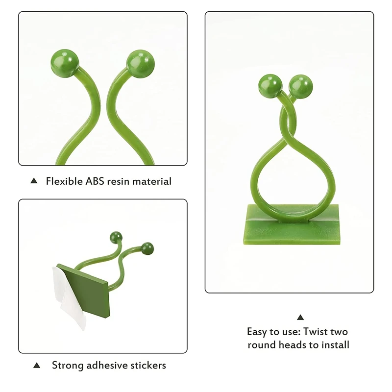 200 قطعة من مشابك تثبيت الحائط لتسلق النباتات، خطافات ذاتية اللصق لتثبيت نباتات كرمة الجدار غير المرئية