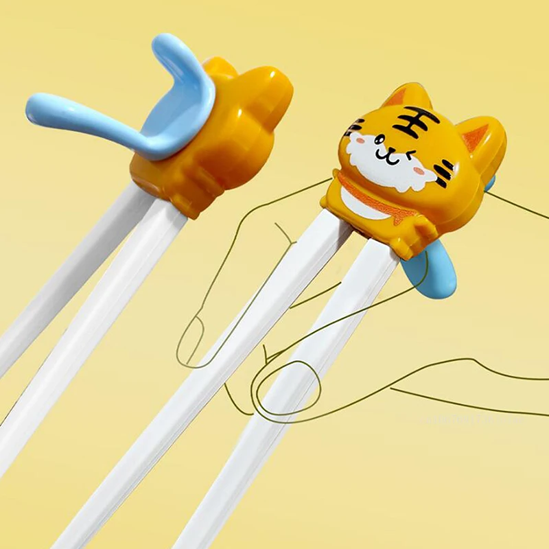 1 Pair Baby Kids Training Tableware Food Sticks Cartoon Animal Chopsticks For Children Cute Cat Elementary Learning Chopstick