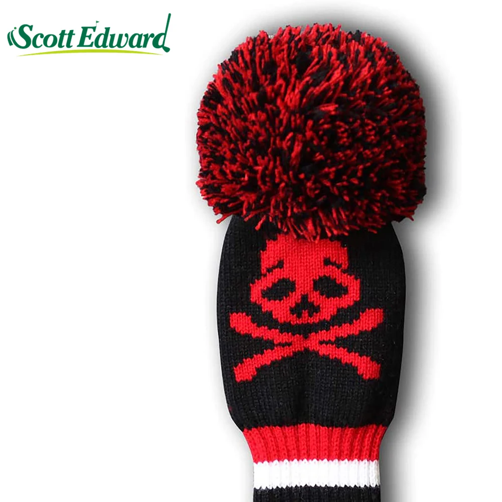 3pcs/set Golf Knit Headcover Skull Golf Protector For Driver(460cc) Fairway and Hybrid(UT) or only Gift Box