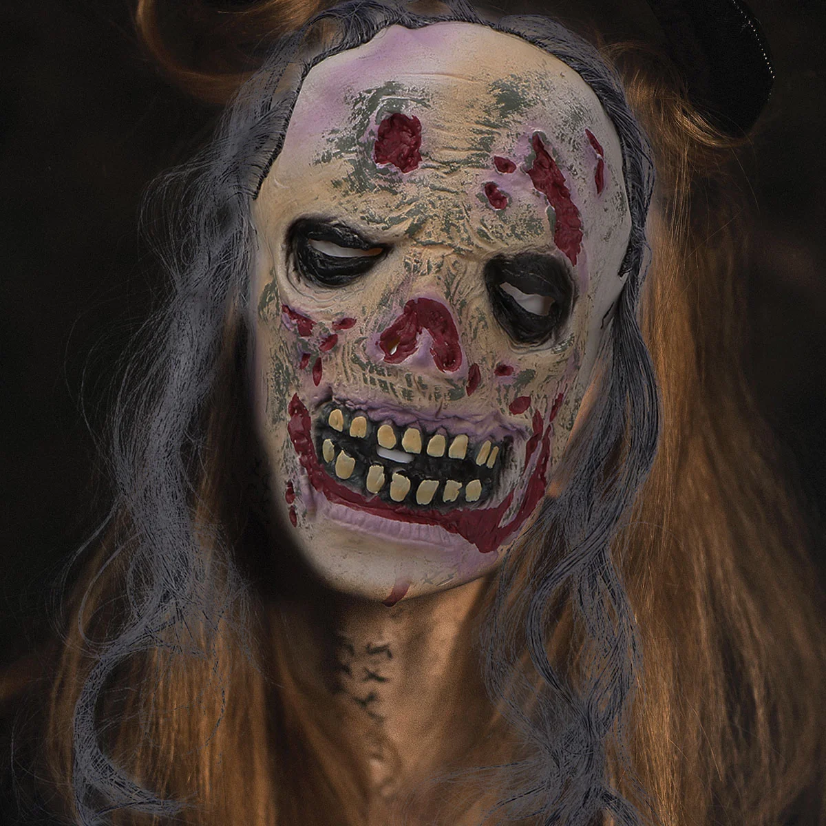 1 peça máscara de terror de Halloween com cabelo estilo zumbi máscara engraçada de cosplay de Halloween para uso em festas (tamanho grátis cores sortidas)