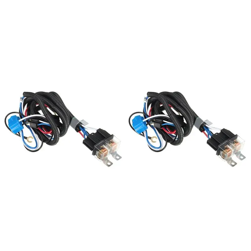

2X H4 Negative Switched LED Headlight Lamp Bulb Relay Wiring Harness Plug Kit