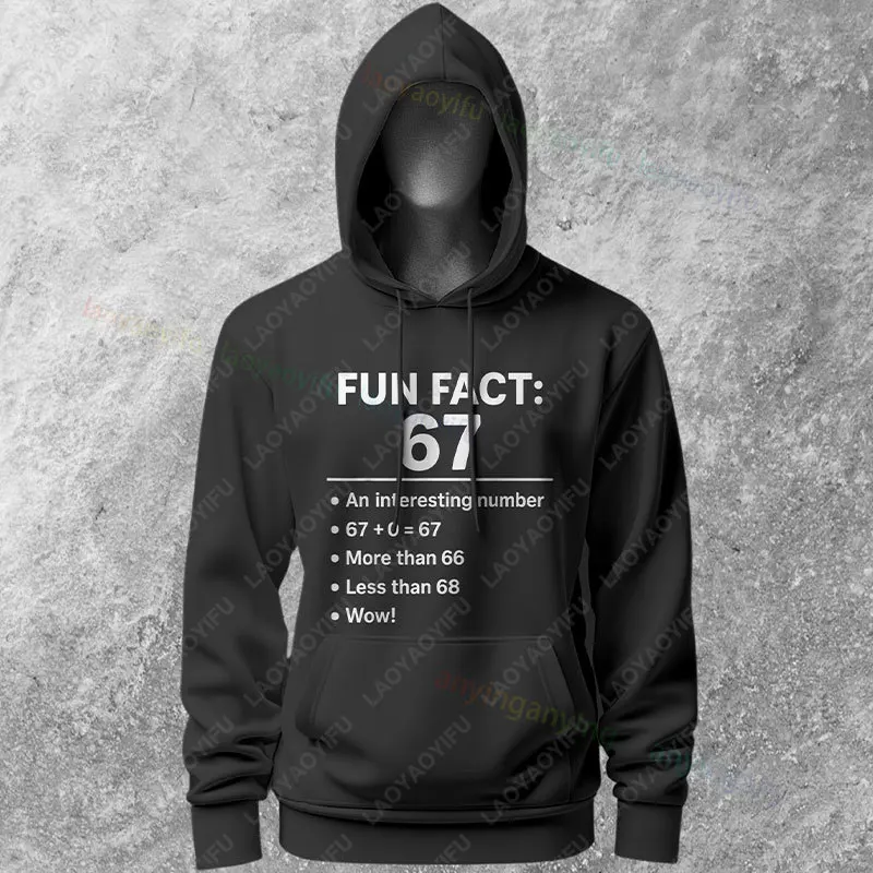 

Man & Women's Funny 67 Meme Fun Fact Humor Style Graphic Hoodies Casual Streetwear Long Sleeve Pullover Hoodie Humorous Apparel