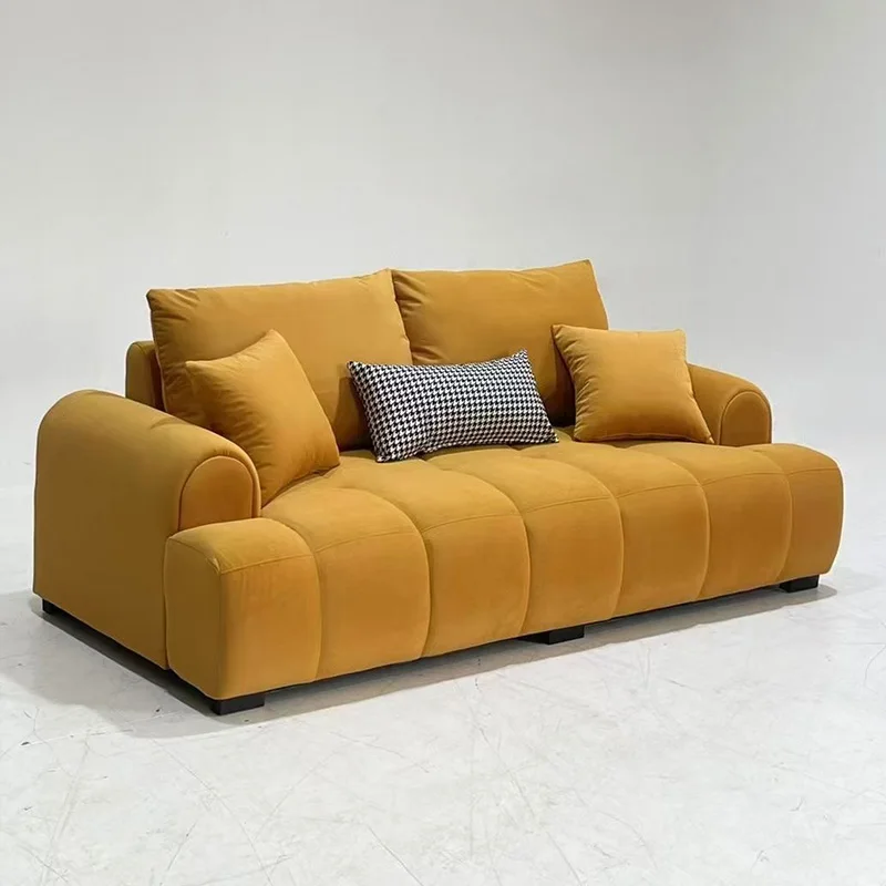 

Modern design home popular soft sofa cream style living room set wooden light luxury sofa
