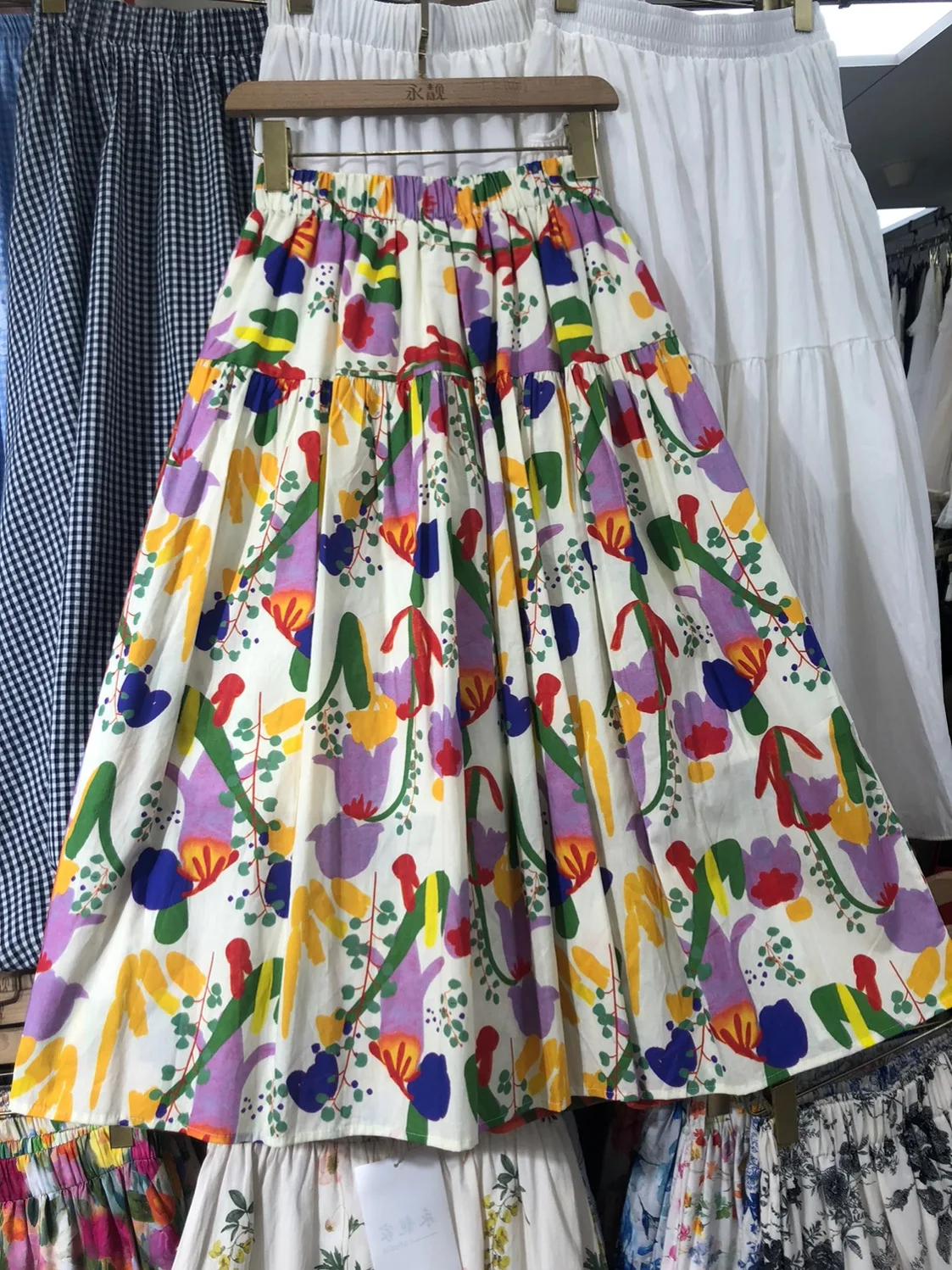 

Юбка-трапеция с цветочным принтом, женская юбка-зонтик с высокой талией, весна-лето, милая юбка-боди