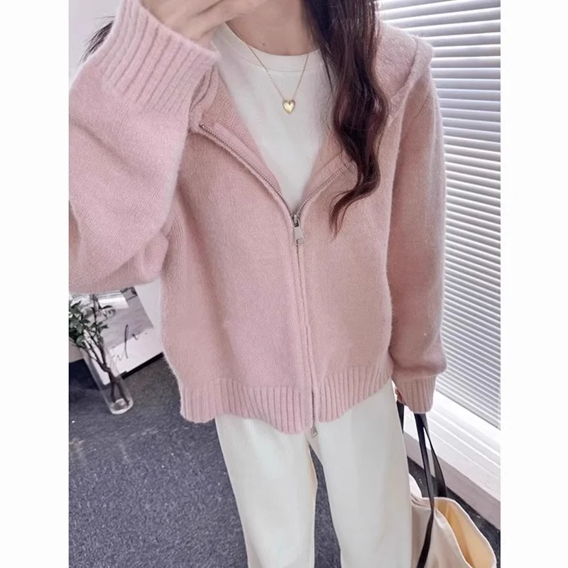 سترة دونغقوان داليانغ النسائية المحبوكة ذات الجودة الممتازة وصلت حديثًا من سترة بغطاء للرأس من Chaoan Long Sve لخريف