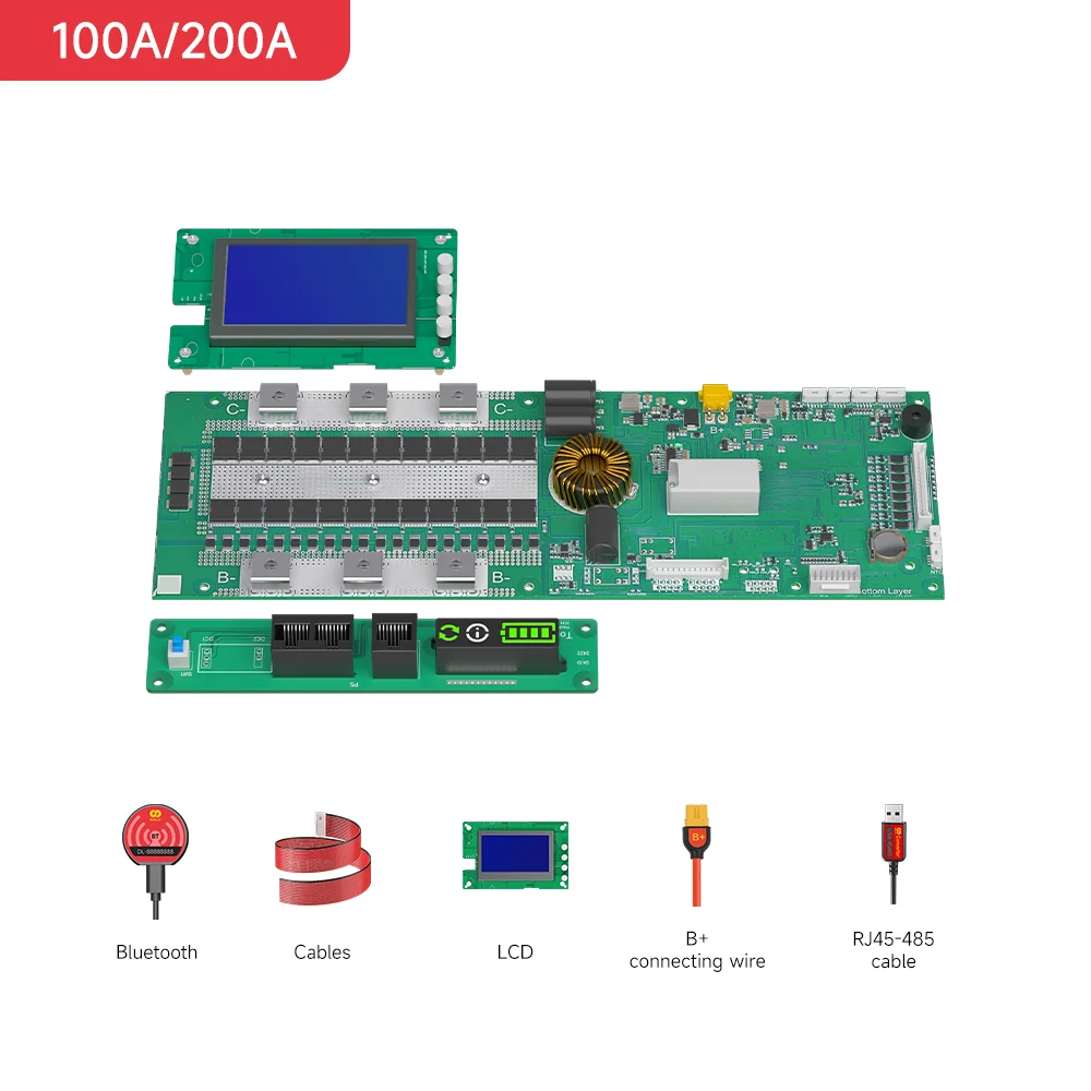 DALY Smart BMS LiFePo4 Battery BMS 8S 15S 16S 12V 24V 48V 100A 200A Deye Pylon Household Energy Inverter BMS