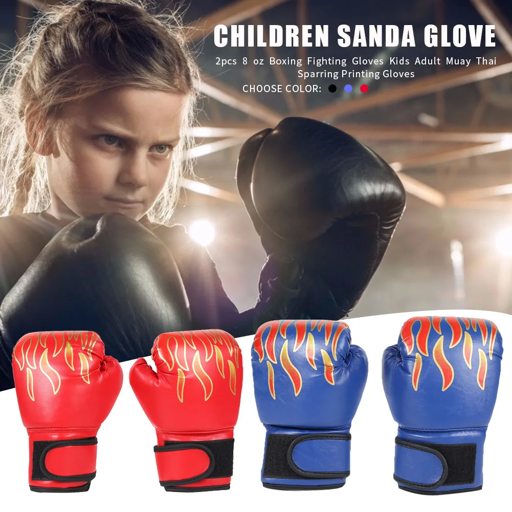 2 Stuks Kids Bokshandschoenen Pu Leer Muay Thai Wanten Ademend Vechten Mitts Taekwondo Wanten Voor Jongens Meisjes Jeugd