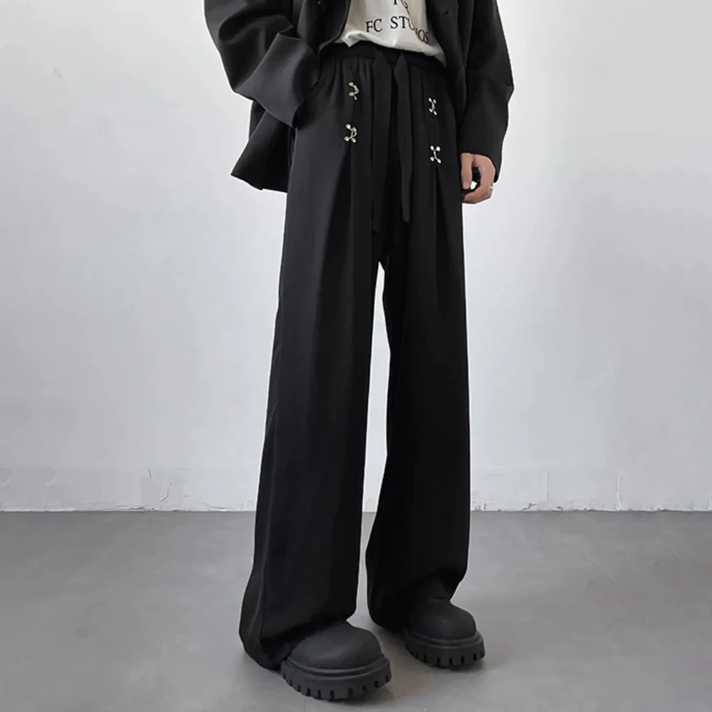 Pantalon homme Y2k avion bouton pantalons décontractés Streetwear mode tout-Match jeunesse Campus pantalon droit vêtements pour hommes 2025 nouveau