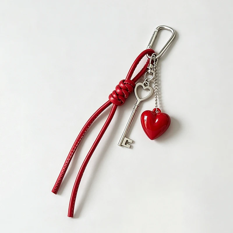 Fashionable Keychain Handmade Key Knot Keyring Heart Bag Pendant Versatile Phone Charm Hanging Accessory Gift