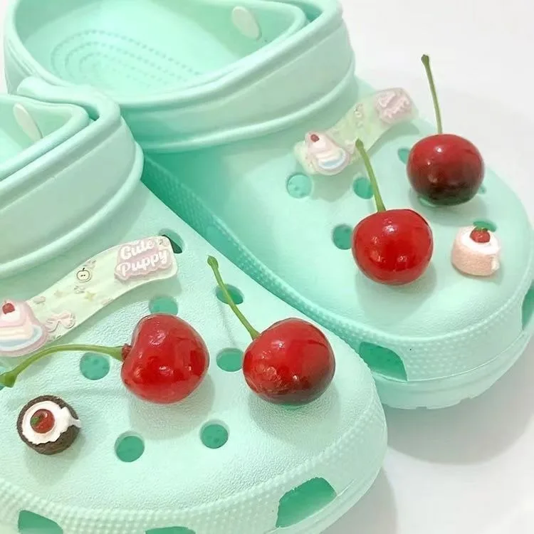 Cherry Cake Series Adornment for Clogs Sandals Lovely Footwear Decoration DIY Ins Popular Charms for Crocs Kids Boys Girls Gifts