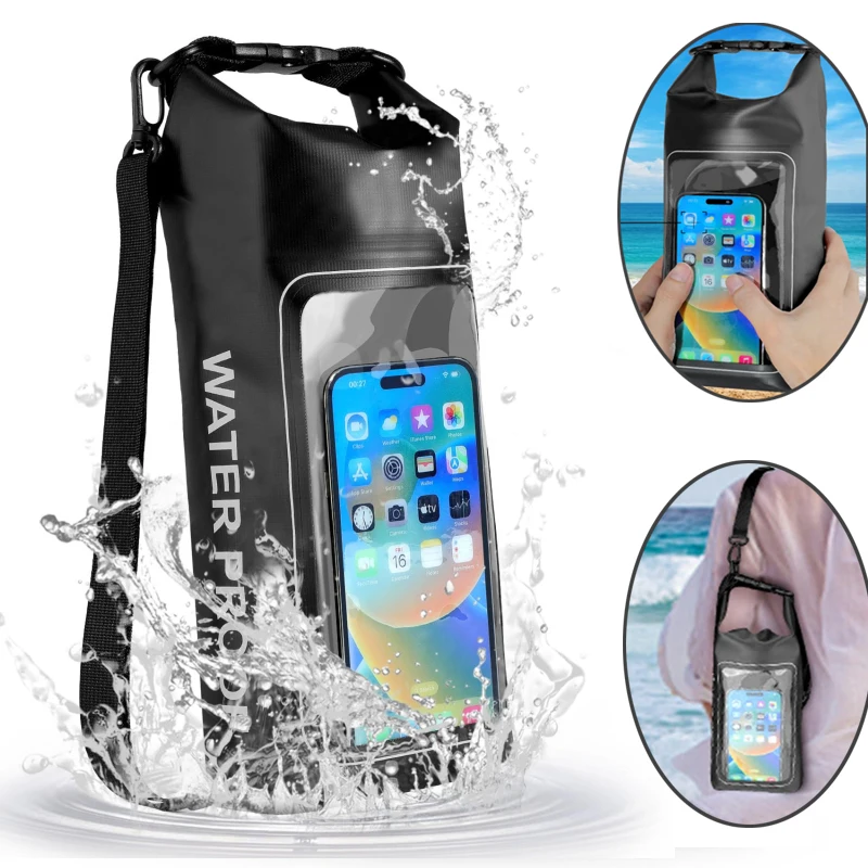 2L Dry Bag Touch Screen Waterproof Bags For Swimming Trekking Drifting Rafting Surfing Outdoor Sports Bags Camping Equipment