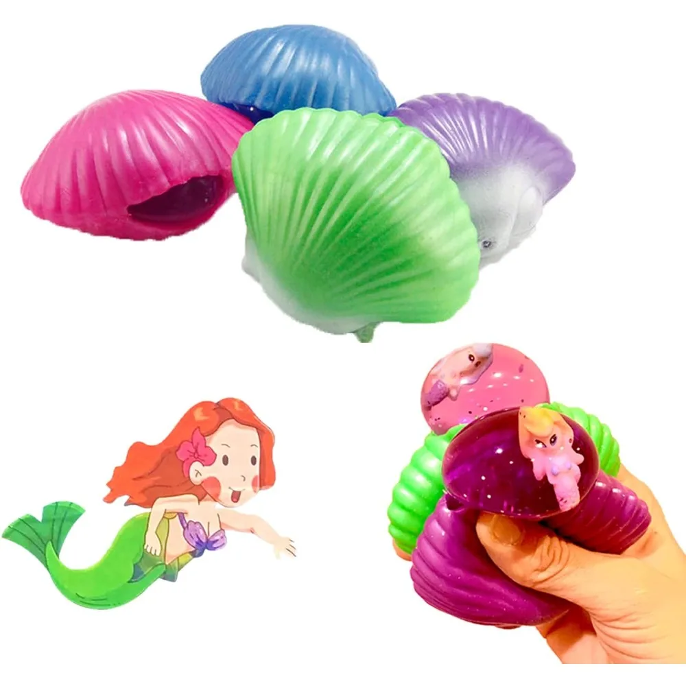 Coquille à presser colorée de sirène, cadeaux de fête amusants pour enfants, jouet sensoriel pour l'anxiété, soulagement du Stress, jouet Squishy