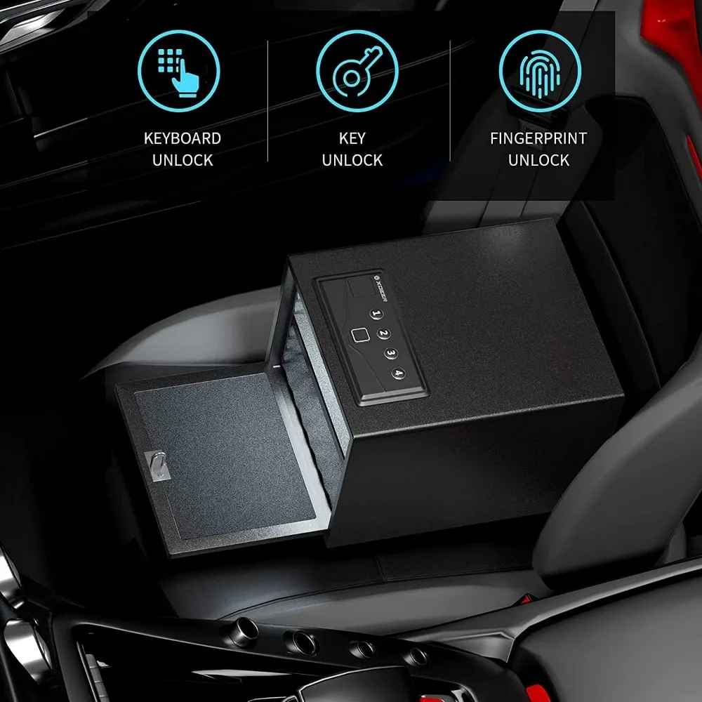 Biometric Pistol Safe (FCC & California DOJ Certified) - Quick Access Handgun Safe with Fingerprint & Digital Keypad, Secure Ho