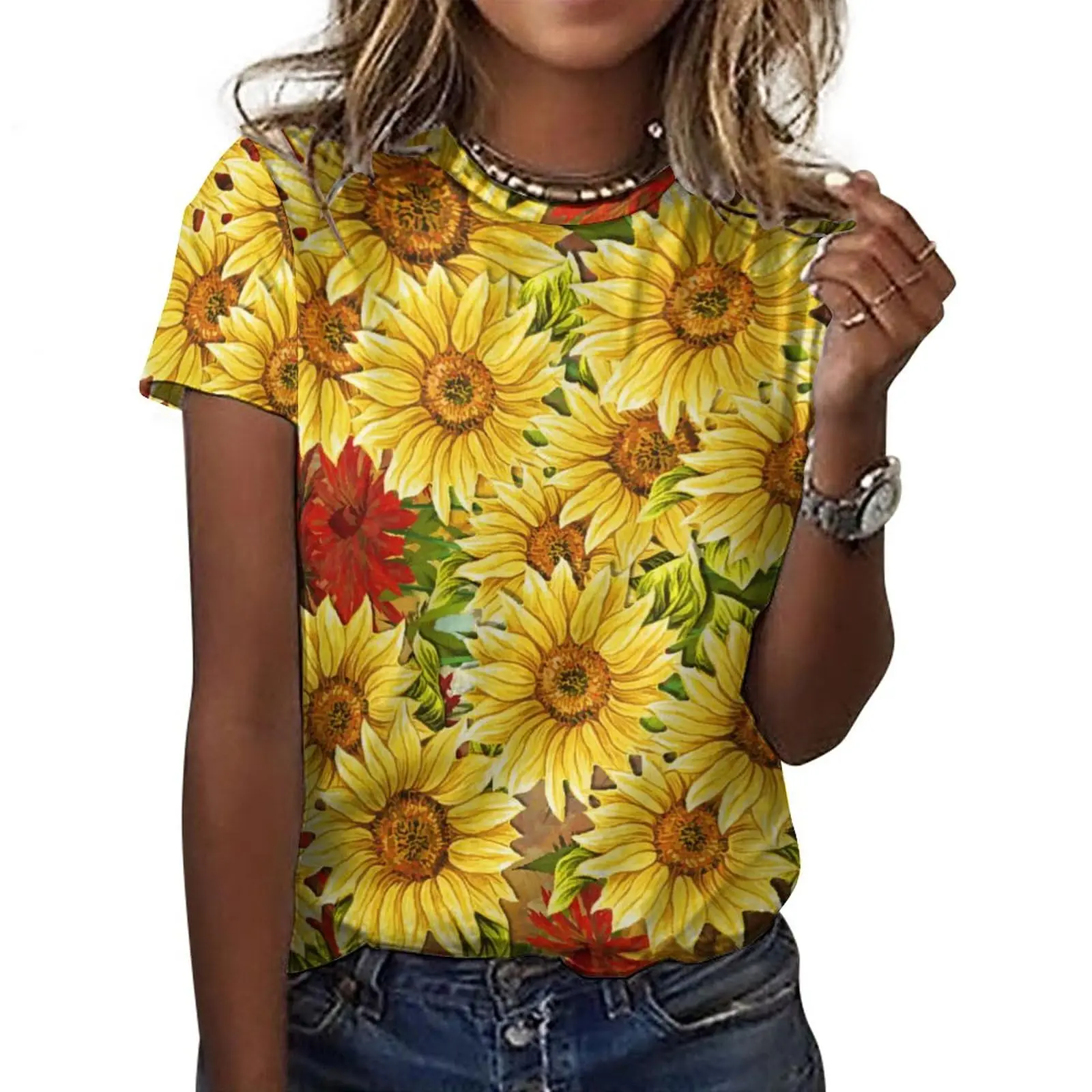 Fashion New Sunflower Floral 3D Print T-Shirts Women Streetwear Oversized Casual Short Sleeve T Shirt Harajuku Tops Tees Clothes