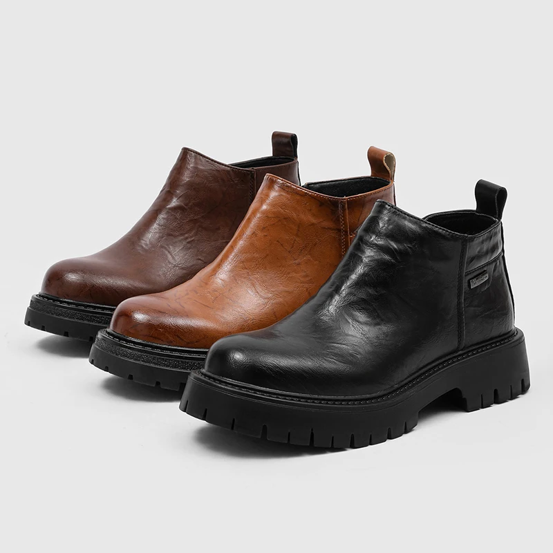 Classic Men Ankle Boots Multi Colored Retro American Casual Thick Soled Durable Short Boots Outdoor Workwear Boots Sizes 38-46
