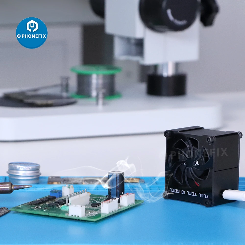 2UUL 5V Mini Exhaust Fan Microscope Soldering Smoke Absorber ESD Fume Extractor for Phone Motherboard PCB Welding Repair Tools