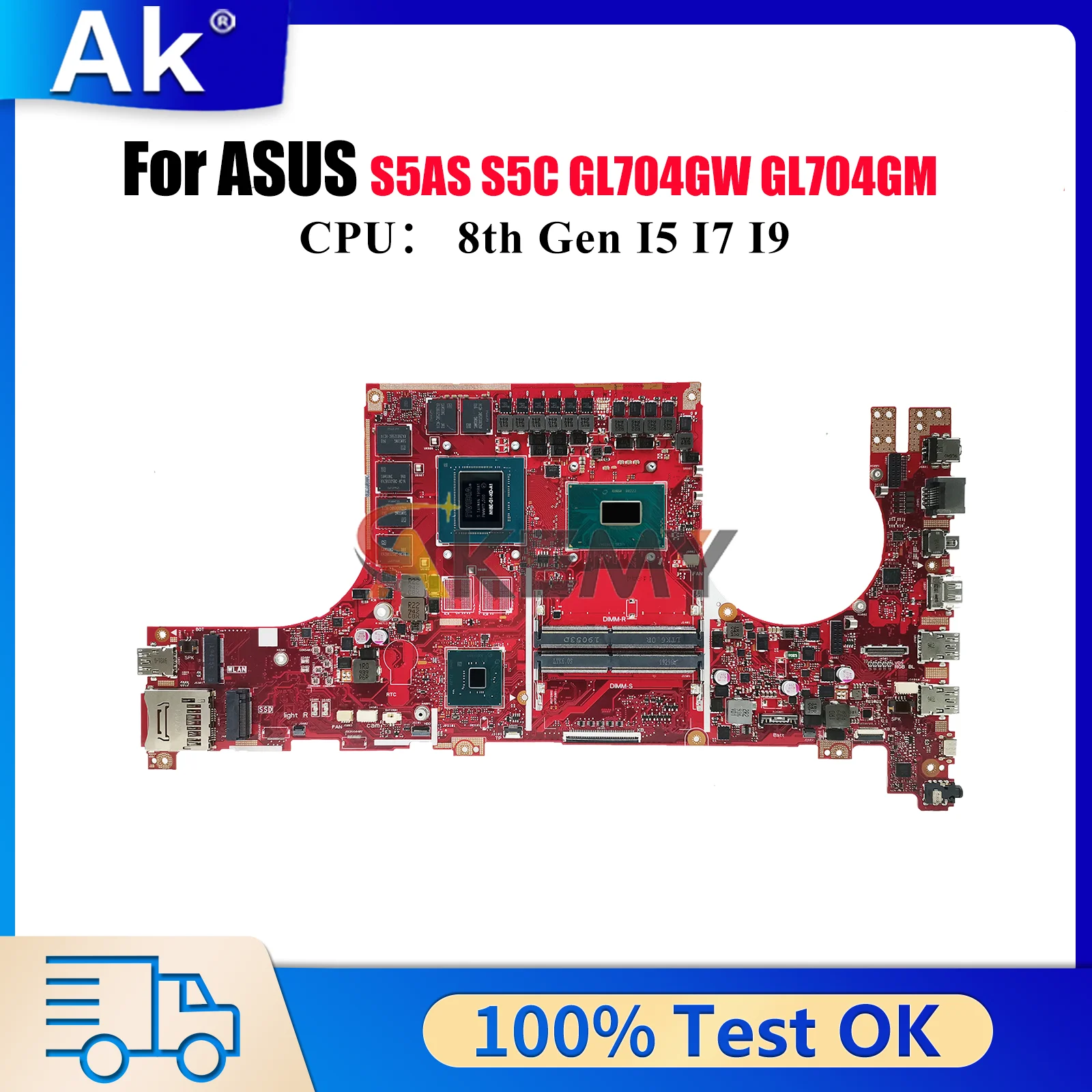 

GL504GV Laptop Motherboard For ASUS ROG Strix GL704GV S5AS GL704GW GL704GM S5C GL704GS GL504G Mainboard W/ I5 I7 I9 CPU tests OK