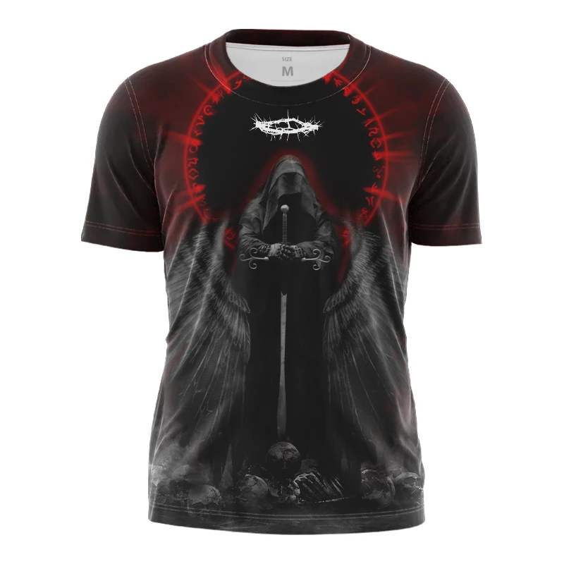 Horror Dark Angel 3d Print T Shirt Men Grim Reaper 3D T Shirts Summer O-Neck Loose Short Sleeve Tops 2xs-5xl