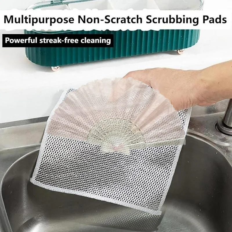 5/10Pcs Non Scratch Silver Wire Cleaning Cloths Polyester Wet Dry Dual Use for Office Desk Surface Dust Wiping