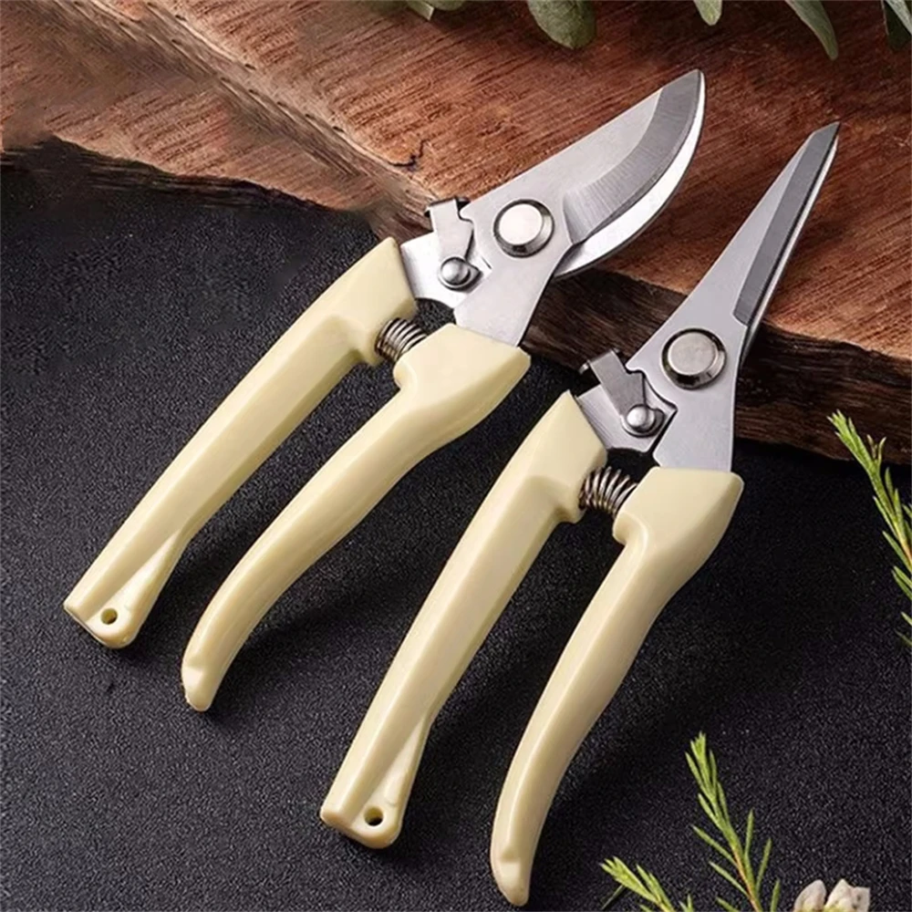 1/2PCS Stainless Steel Pruning Scissors Cutting Multifunctional Flower Tree Branch Bypass Garden Pruner Hand Shear Clipper Tool