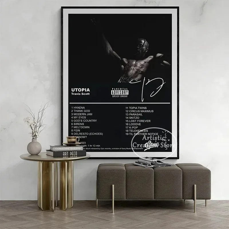 Utopia Album Cover Canvas Hip-hop Singer Star Travis Scott Print Bedroom Club Poster Canvas Painting Home Living Room Decoration