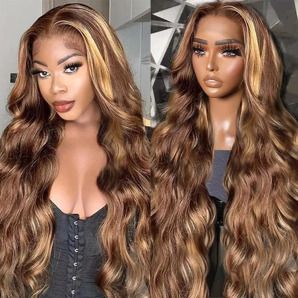 

P4/27 Highlight Body Wave Human Hair Wig 13x6 HD Lace Frontal Body Wave Human Hair Wig Human Hair Wigs 200 Density For Women