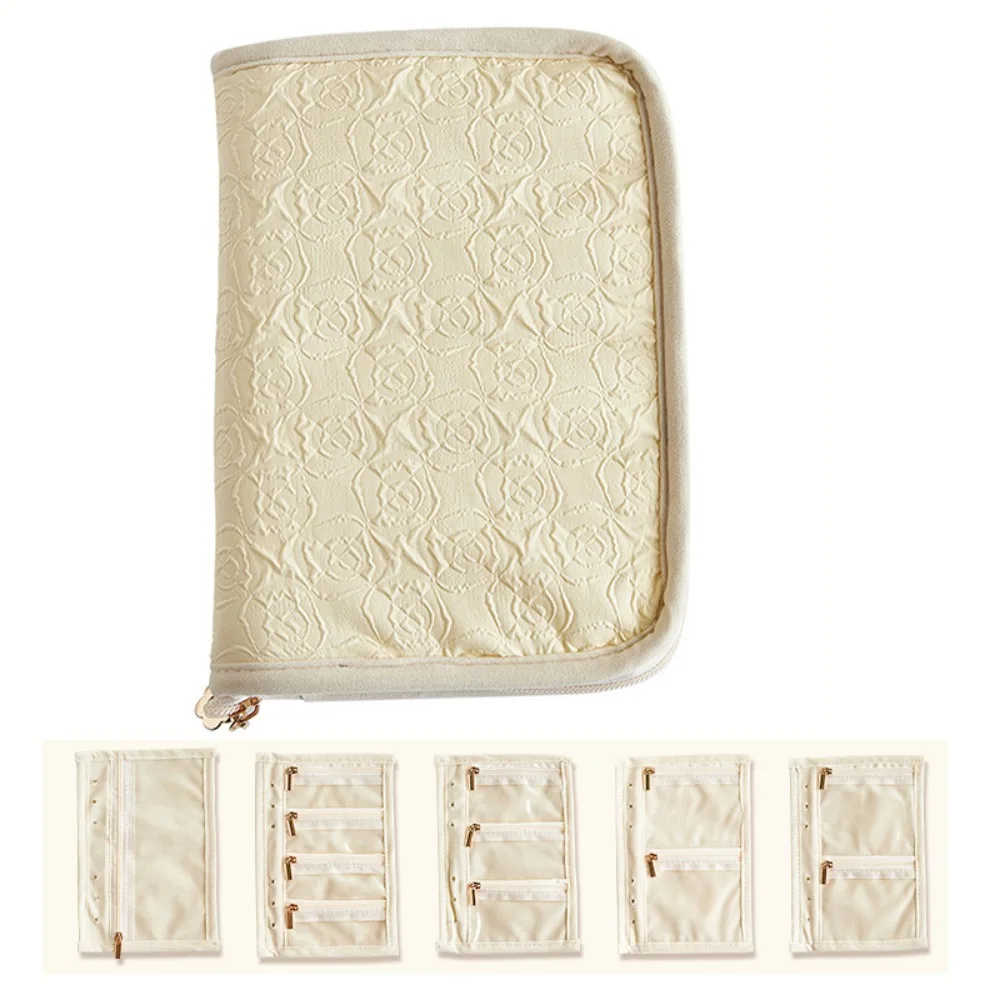 

Fashion Travel Jewelry Organizer Rose Pattern Delicate Jewelry Storage Bag Large Capacity 5Pcs Inner Page Jewelry Display Case