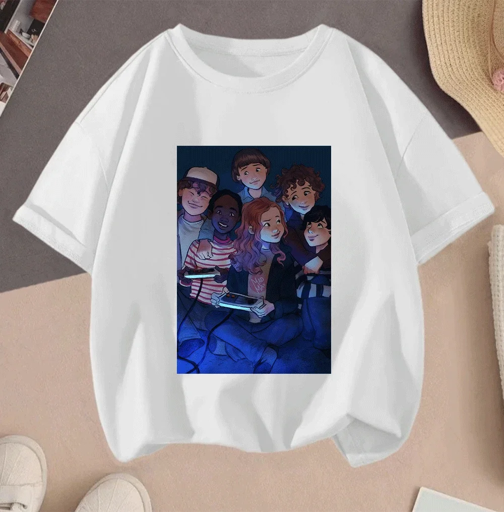 

2D Stranger Things Round Neck Cartoon Style 2026 Summer Short Sleeve Casual Hot Sale Tops