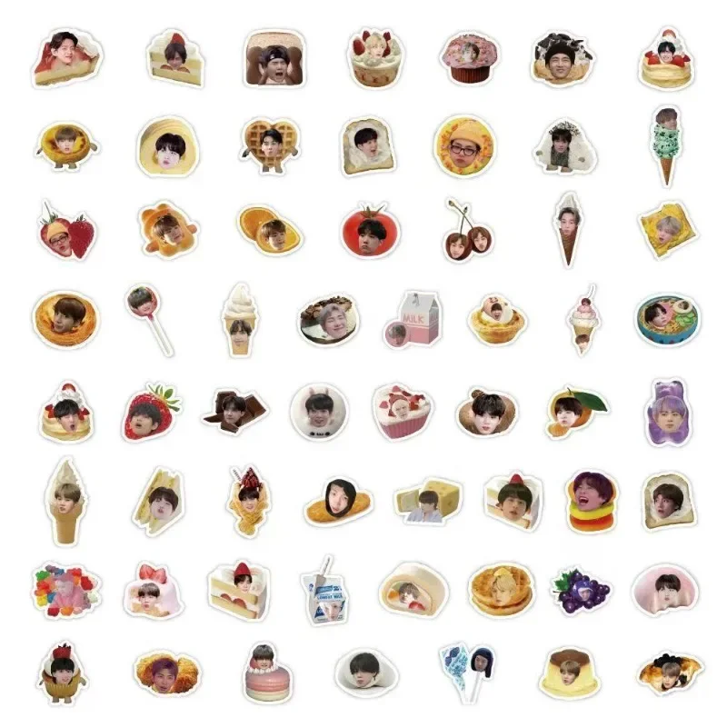 2026 New 60pcs Bt21 Food Head Stickers, Creative Decor Decals for Phone Cases, Journals, Notebooks & Desks, Diy Merch - view 5