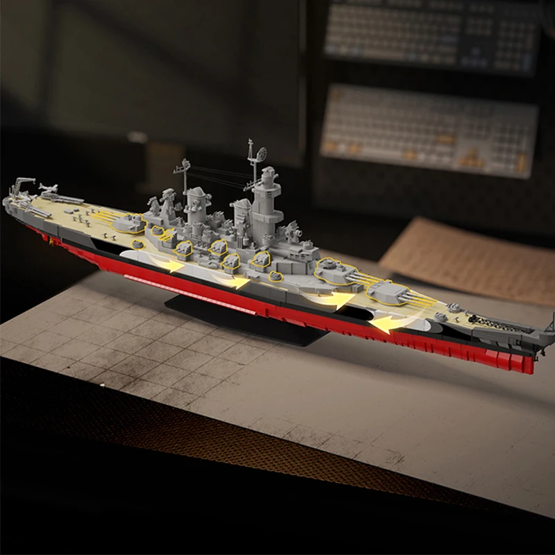 2568PS 1:300 مقياس يو اس اس اس ميسوري سفينة حربية ألعاب مكعبات البناء ديكور المنزل سطح المكتب الحلي سفينة الطوب نموذج التجمع اللعب #5