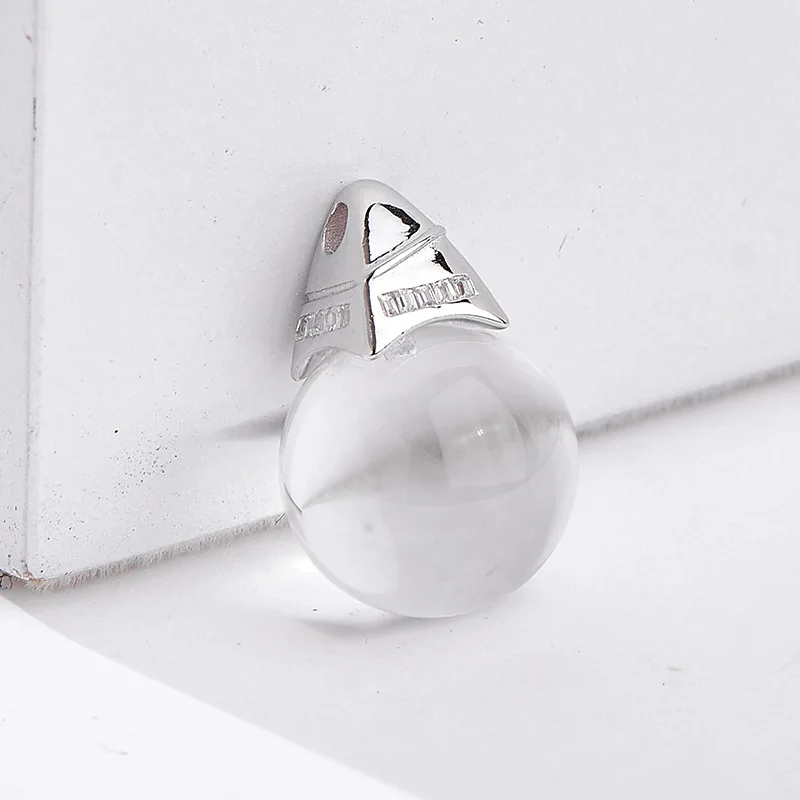 BOCAI New S925 Pure Silver Jewelry Is Simple And Fashionable With A White Crystal Pendant Set And Is A Selected Gift for Women