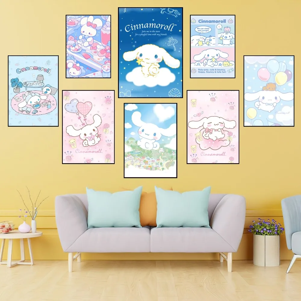 Cute Cinnamoroll Dog Poster Prints Wall Painting Bedroom Living Room Decoration Office Small