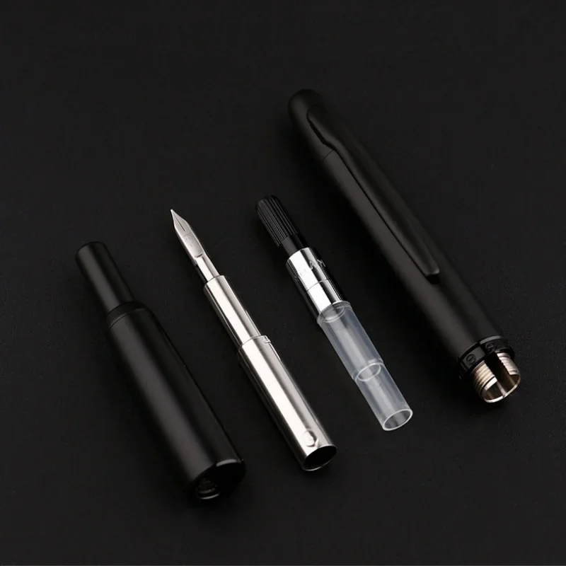 MAJOHN A1 Press Fountain Pen Retractable Extra Fine Nib 0.4mm Metal Ink Pen with Converter for Writing New Color
