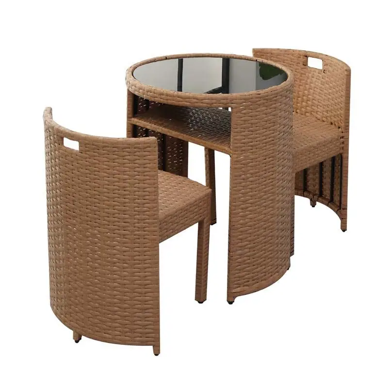Balcony leisure tables and chairs can be stored rattan  three-piece small apartment household outdoor